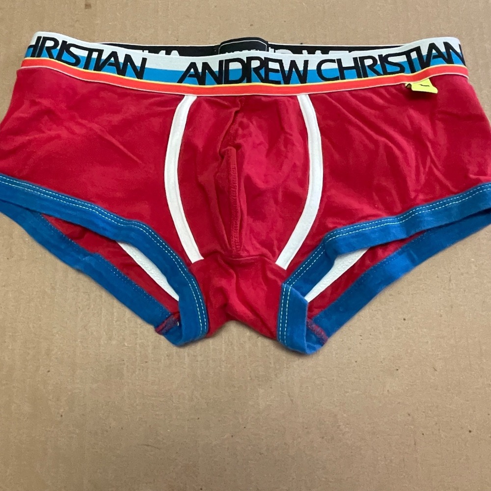 Andrew Christian Almost Naked Mens Red Pouch Boxer Brief Trunk Men's Small NWOT